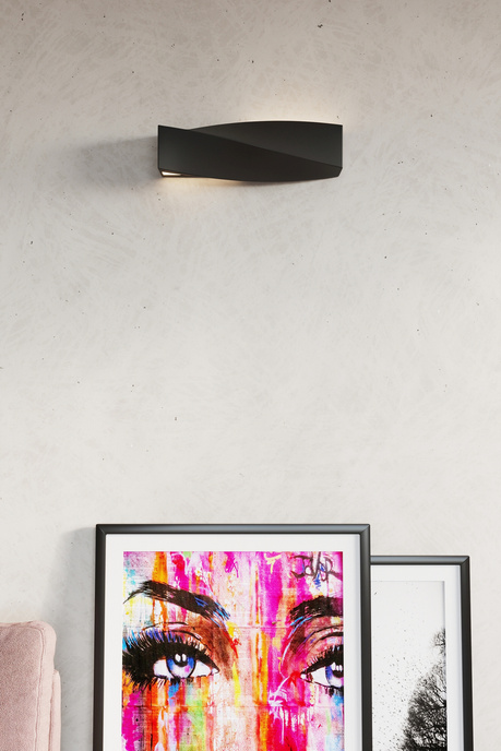 Kinkiet ceramiczny SIGMA czarny + 1x Żarówka LED E27 3000K Ciepła 7,5W 620lm