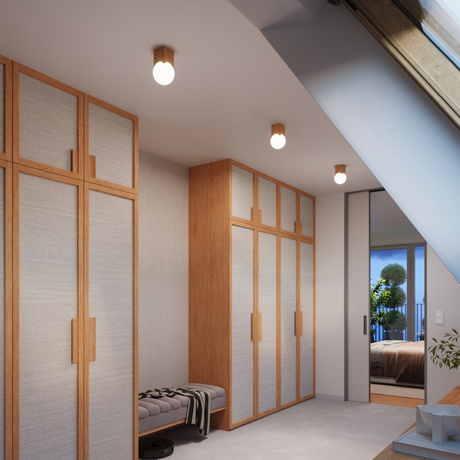 Plafon SOLIS naturalne drewno + 1x Żarówka LED G9 4000K Zimna 4,5W 460lm