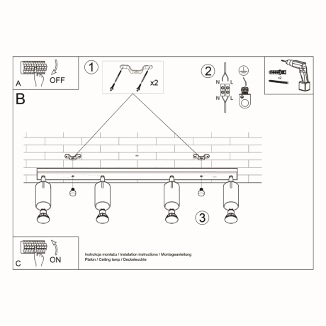 Plafon RING 4L biały