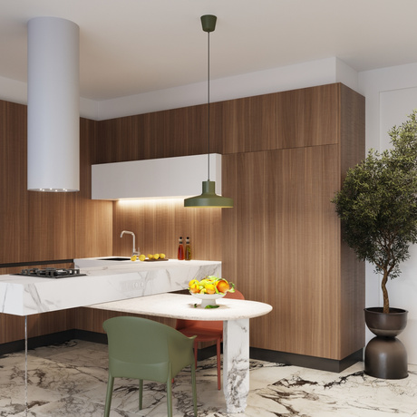 Lampa wisząca BILO zielona oliwka + 1x Żarówka LED E27 4000K Zimna 7,5W 690lm