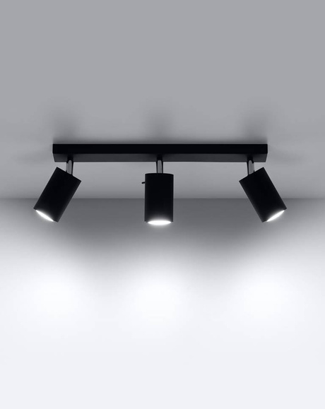 Plafon RING 3L czarny +3x Żarówka LED GU-10 3000K Ciepła 7W 620lm