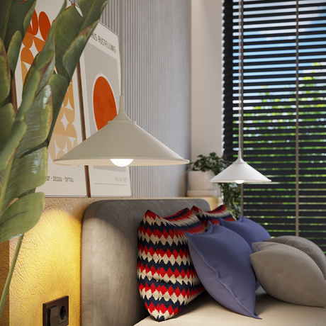 Lampa wisząca ZUMA biała + 1x Żarówka LED E27 4000K Zimna 7,5W 690lm