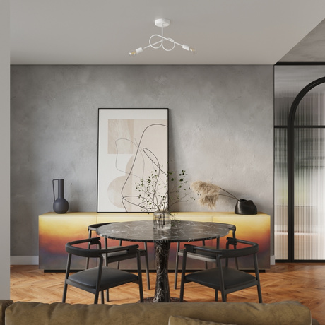 Żyrandol LOOP 2 biały + 2x Żarówka LED E27 3000K 7W 760lm