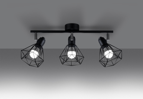 Plafon ARTEMIS 3 czarny + 3x Żarówka LED E14 3000K Ciepła 7,5W 620lm