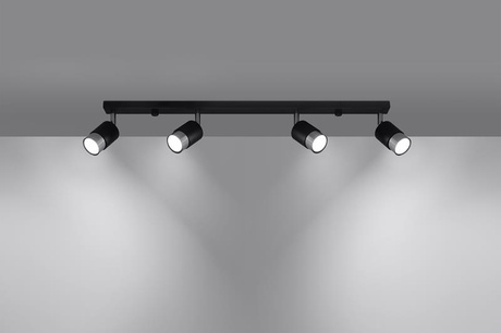 Plafon NERO 4 czarny/chrom + 4x Żarówka LED GU-10 3000K Ciepła 7W 620lm