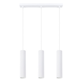 Lampa wisząca KARBON 3L biały + 3x Żarówka LED GU-10 4000K Zimna 7W 530lm