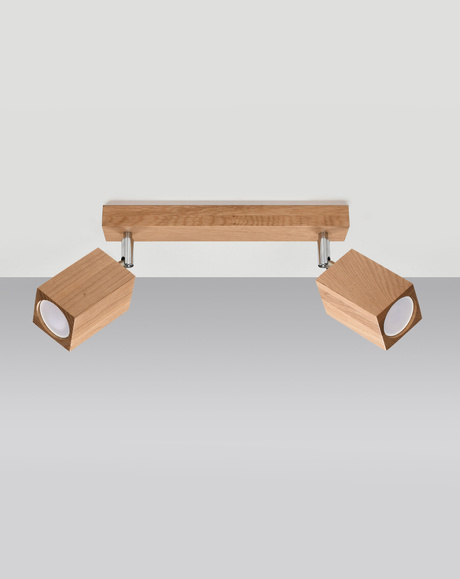 Plafon KEKE 2 dąb + 2x Żarówka LED GU-10 4000K Zimna 7W 630lm