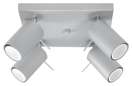 Plafon RING 4 Szary + 4x Żarówka LED GU-10 3000K Ciepła 7W 620lm