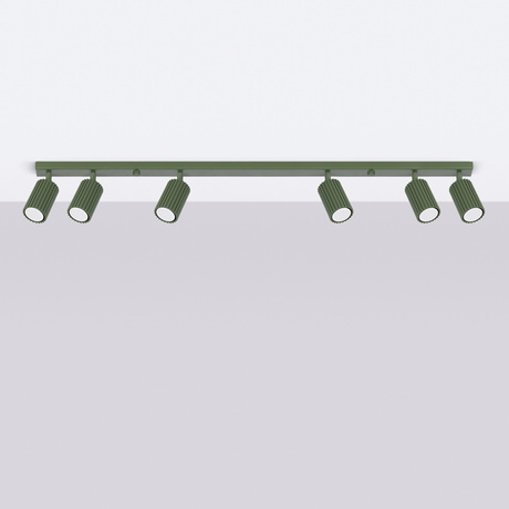 Plafon KARBON 6L zielony oliwkowy + 6x Żarówka LED GU-10 3000K Ciepła 7W 510lm