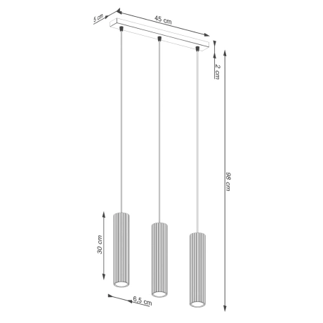 Lampa wisząca KARBON 3L ochra czerwona