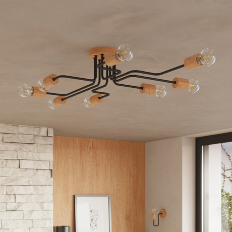 Kinkiet TIMBO czarny + 1x Żarówka LED E27 4000K Zimna 7,5W 690lm