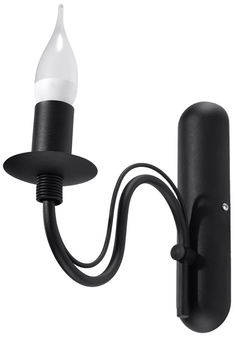 Kinkiet MINERWA czarny + 1x Żarówka LED E14 4000K Zimna 7,5W 650lm