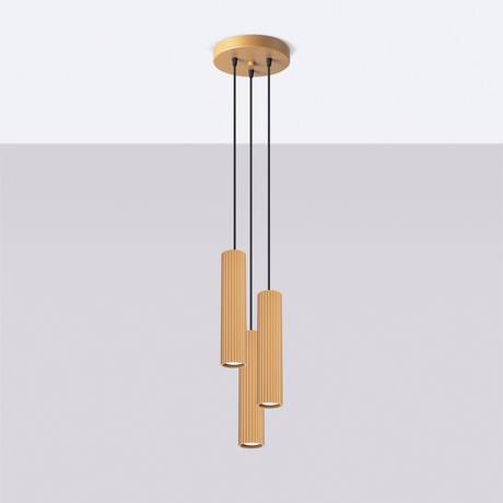 Lampa wisząca KARBON 3P złoty + 3x Żarówka LED GU-10 4000K Zimna 7W 530lm