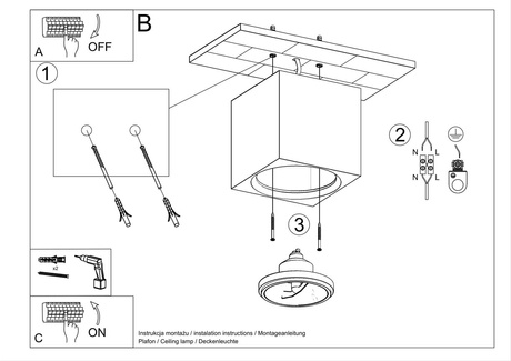 Plafon ceramiczny SEIDA biały + 1x Żarówka LED GU10 AR111 4000K ZIMNA 10W 850lm
