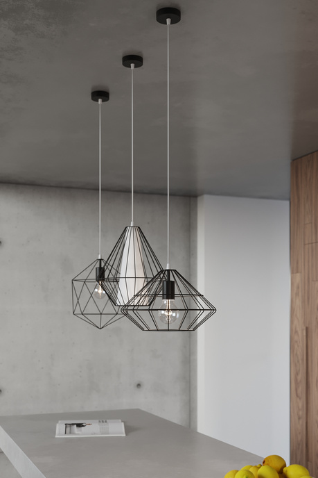 Lampa wisząca UMBERTO czarna + 1x Żarówka LED E27 4000K Zimna 7,5W 650lm