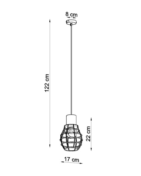 Lampa wisząca LUGO + 1x Żarówka LED E27 3000K Ciepła 7,5W 620lm