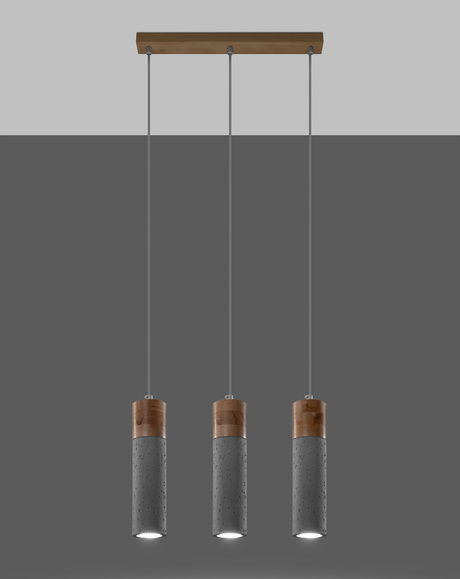 Lampa wisząca ZANE 3 szara + 3x Żarówka LED GU-10 4000K Zimna 7W 630lm