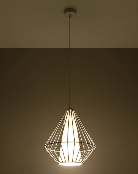 Lampa wisząca DEMI biała + 1x Żarówka LED E27 4000K Zimna 7,5W 650lm