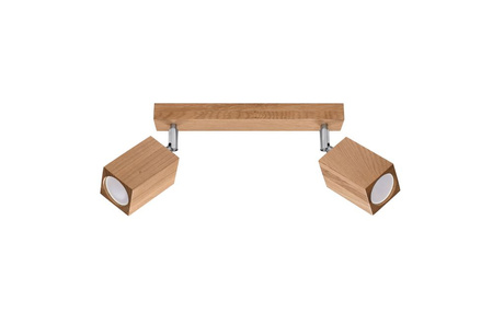 Plafon KEKE 2 dąb + 2x Żarówka LED GU-10 3000K Ciepła 7W 620lm