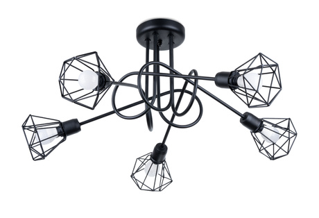Żyrandol ARTEMIS 5S czarny + 5x Żarówka LED E14 4000K Zimna 7,5W 680lm