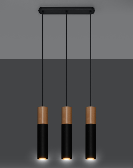 Lampa Wisząca PABLO 3 czarna + 3x Żarówka LED GU-10 4000K Zimna 7W 630lm