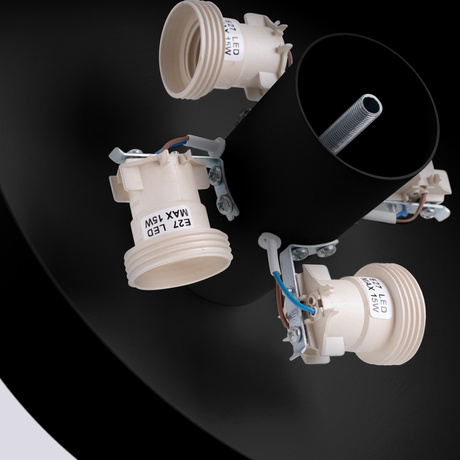 Plafon OMIQ czarny + 4X Żarówka LED E27 4000K Zimna 7,5W 690lm