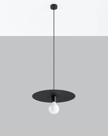 Lampa wisząca FLAVIO czarna + 1x Żarówka LED E27 4000K Zimna 7,5W 650lm