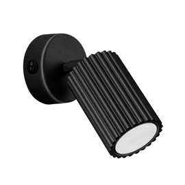 Kinkiet KARBON czarny z włącznikiem + 1x Żarówka LED GU-10 4000K Zimna 7W 530lm