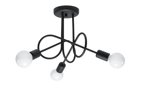 Żyrandol SUPEŁ 3 czarny + 3x Żarówka LED E27 3000K Ciepła 7,5W 620lm