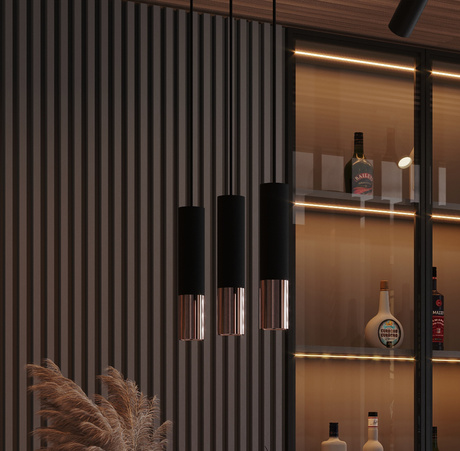 Lampa Wisząca LOOPEZ 2 czarny/miedź + 2x Żarówka LED GU-10 3000K Ciepła 7W 620lm