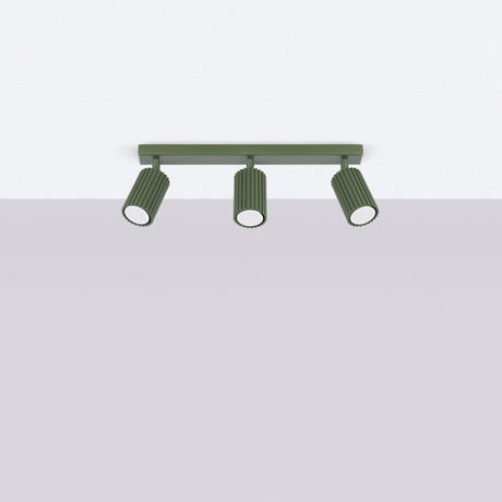 Plafon KARBON 3L zielony oliwkowy + 3x Żarówka LED GU-10 3000K Ciepła 7W 510lm