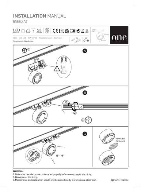 GLIM czarny LED 3000K 15W 1500lm