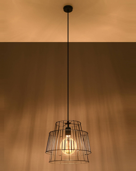 Lampa wisząca GATE czarna + 1x Żarówka LED E27 3000K Ciepła 7,5W 620lm