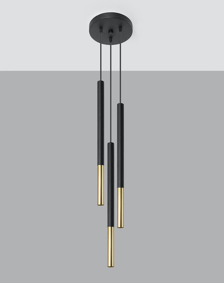 Lampa wisząca MOZAICA 3P czarny/złoty + 3x Żarówka LED G9 4000K Zimna 3W 204lm