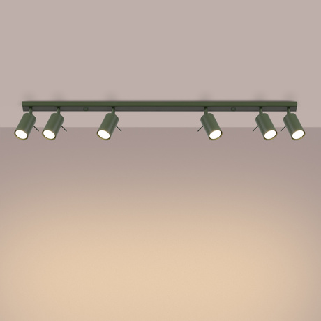 Plafon RING 6L zielony oliwkowy + 6x Żarówka LED GU-10 3000K Ciepła 7W 510lm
