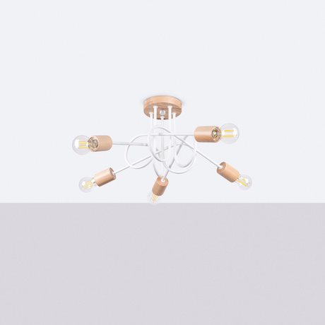 Żyrandol EMBER 5 biały + 5x Żarówka LED E27 3000K Ciepła 7,5W 620lm