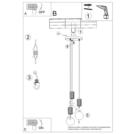 Lampa wisząca HALO 3P ultramaryna + 3x Żarówka LED G9 4000K Zimna 4,5W 460lm