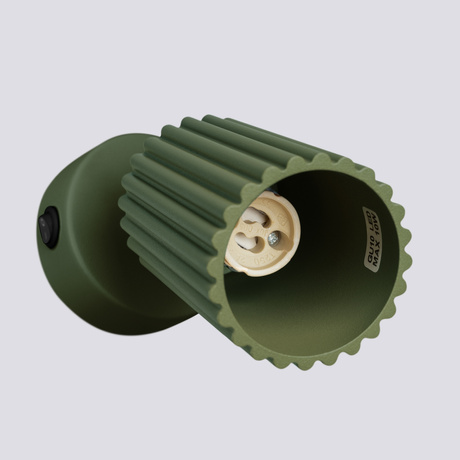 Kinkiet KARBON zielony oliwkowy z włącznikiem + 1x Żarówka LED GU-10 3000K Ciepła 7W 510lm