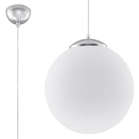 Lampa wisząca UGO 40 chrom + 1x Żarówka LED E27 3000K Ciepła 7,5W 620lm