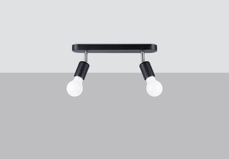 Plafon FORNES 2 czarny + 2x Żarówka LED E27 3000K Ciepła 7,5W 620lm