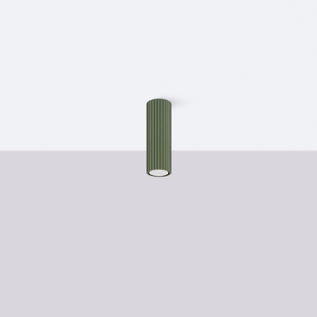 Plafon KARBON 20 zielony oliwkowy + 1x Żarówka LED GU-10 3000K Ciepła 7W 510lm