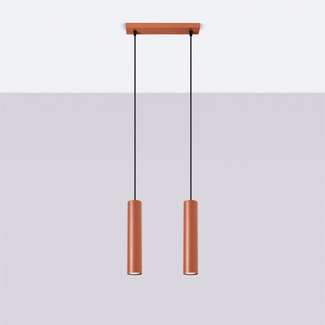 Lampa wisząca LAGOS 2 ochra czerwona + 2x Żarówka LED GU-10 3000K Ciepła 7W 510lm