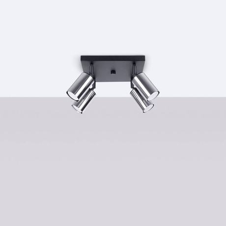 Plafon WINX 4 czarny/chrom + 4x Żarówka LED GU-10 3000K Ciepła 7W 510lm