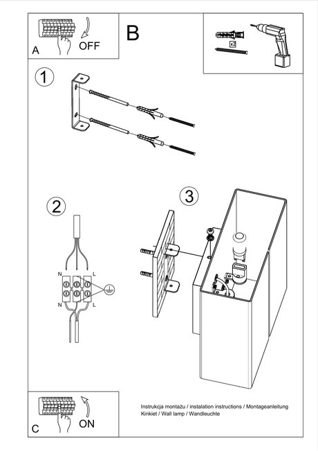 Kinkiet LINEA biała + 2x Żarówka LED G9 4000K Zimna 4,5W 530lm