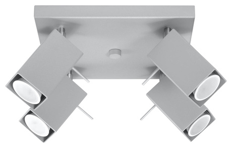 Plafon MERIDA 4 szary + 4x Żarówka LED GU-10 3000K Ciepła 7W 620lm