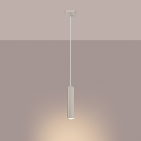 Lampa wisząca KARBON 1 beżowy + 1x Żarówka LED GU-10 4000K Zimna 7W 530lm