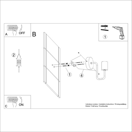 Kinkiet TIMBO czarny +1x Żarówka LED E27 3000K Ciepła 7,5W 620lm