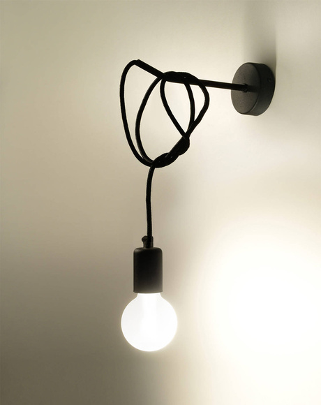 Kinkiet EDISON czarny + 1x Żarówka LED E27 4000K Zimna 7,5W 650lm