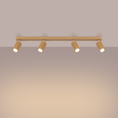 Plafon KARBON 4L złoty + 4x Żarówka LED GU-10 3000K Ciepła 7W 510lm