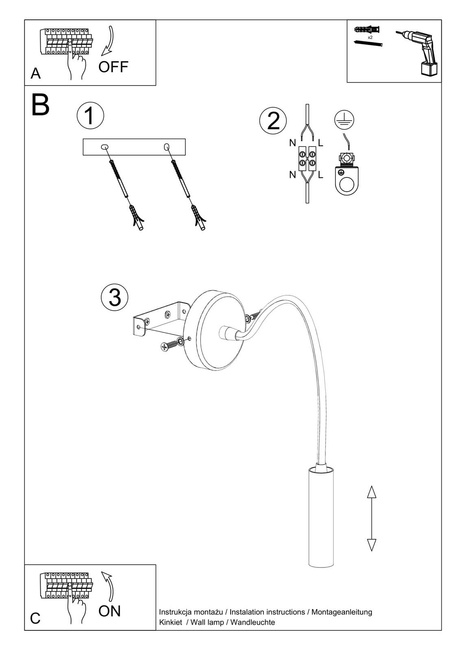 Kinkiet AXIL czarny + 1x Żarówka LED G9 3000K Ciepła 3W 192lm